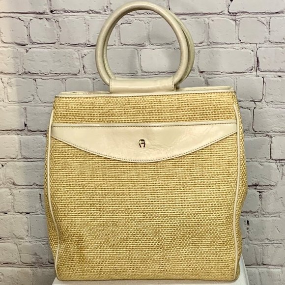 Vintage 90’s Etienne Aigner Bag- Straw & Leather - Picture 5 of 16